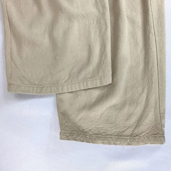 LOST + WANDER LINEN BLEND SAFARI BELTED CROPPED JUMPSUIT IN BEIGE - S - Picture 9 of 10